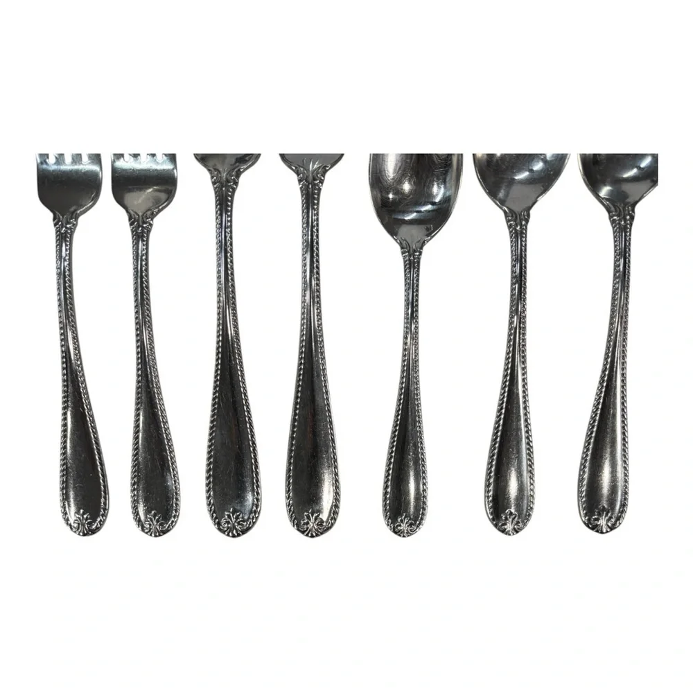 7 - Lenox Tudor Bead Augusta Forks Spoons 18/10 Stainless Steel Flatware